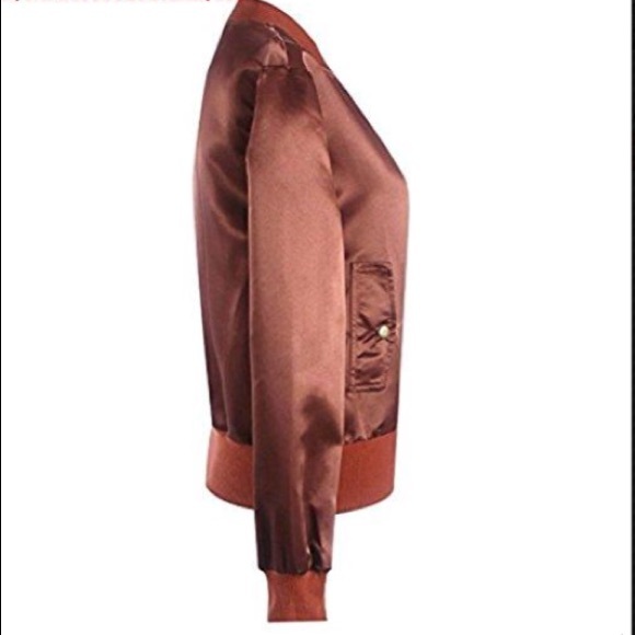 Rust Short Zip Up Bomber Jacket - Picture 3 of 4